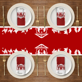 Red Nativity Camino de Mesa Semi Impermeable