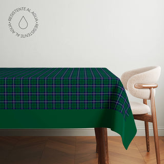 Navy & Green Tartan Mantel Semi Impermeable