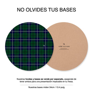 Navy & Green Tartan Funda de Bajaplatos Semi Impermeables