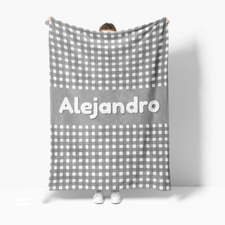 Cobija Personalizada Stone Grey Gingham