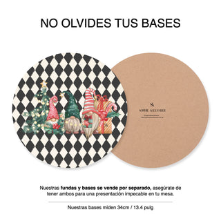 Black Gnomes Funda de Bajaplatos Semi Impermeable