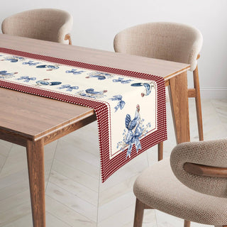 Camino de Mesa Red Farmhouse Toile