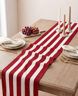 Camino de Mesa Dark Red Stripes