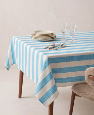 Mantel Coastal Sky Linen Stripes