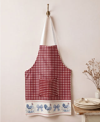 Delantal Red Farmhouse Toile