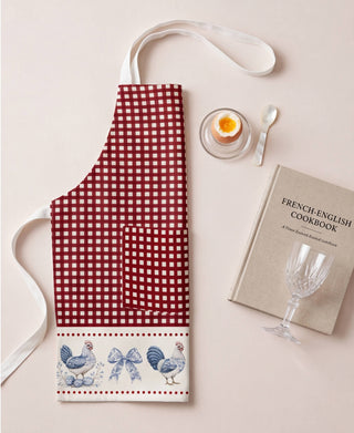 Delantal Red Farmhouse Toile