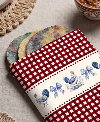 Tortillero Red Farmhouse Toile