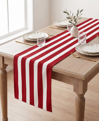 Camino de Mesa Dark Red Stripes