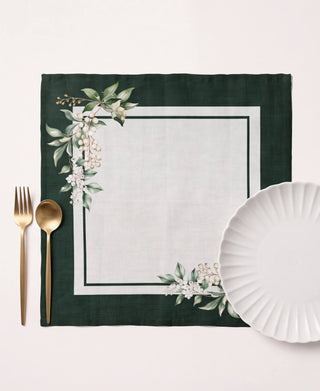 Servilleta Dark Green White Mistletoe