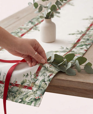 Christmas Greenery Camino de Mesa Semi Impermeable