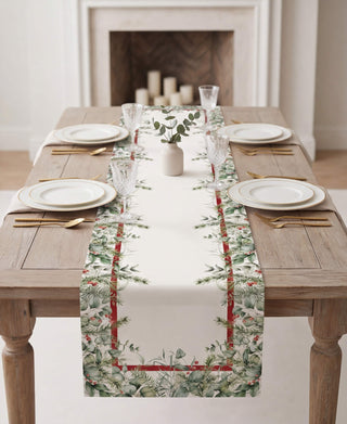 Christmas Greenery Camino de Mesa Semi Impermeable