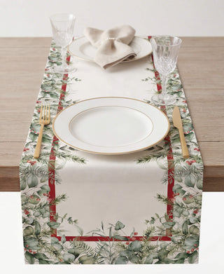 Christmas Greenery Camino de Mesa Semi Impermeable