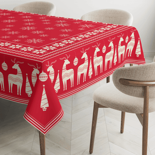 Red Scandinavian Christmas Mantel Semi Impermeable