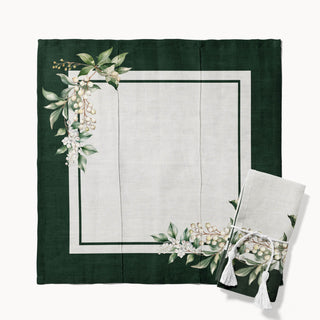 Dark Green White Mistletoe Servilleta